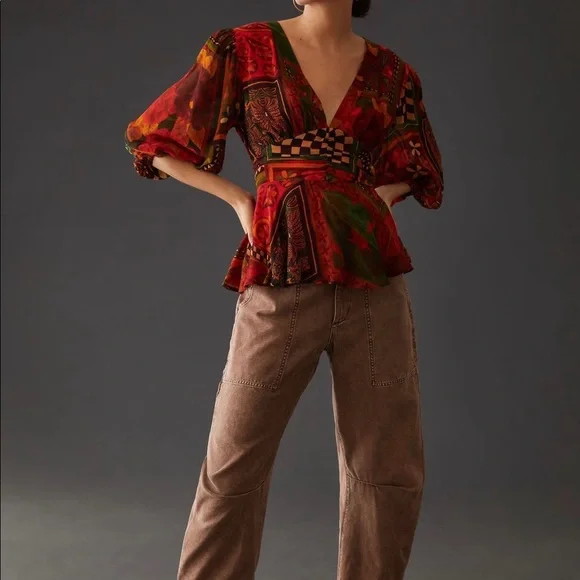 NWT Farm Rio for Anthropologie Blouse SZ XL *Sold Out* - Picture 3 of 7
